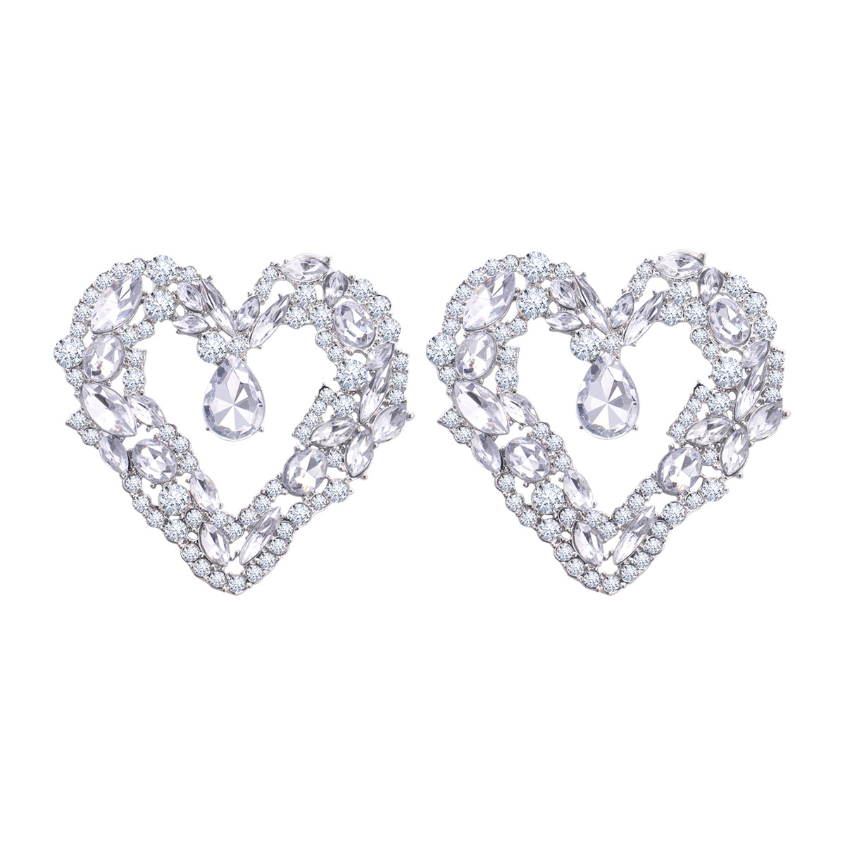 Vintage Style Heart Shape Alloy Inlay Rhinestones Womenu0027S Ear Studs 1 Pair