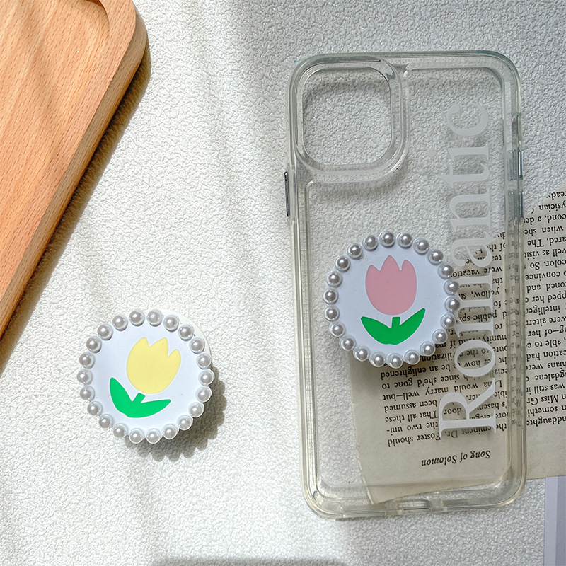 Suport airbag pentru telefon mobil, Instagram coreean, floare proaspătă, autocolant retractabil la spate lalele, nișă și minimalist_voghion.com