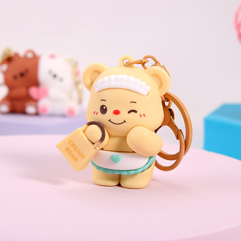 かわいい漫画バタークマ車のキーホルダー人形クリエイティブかわいいバッグペンダントカップル小さなギフトペンダント|undefined