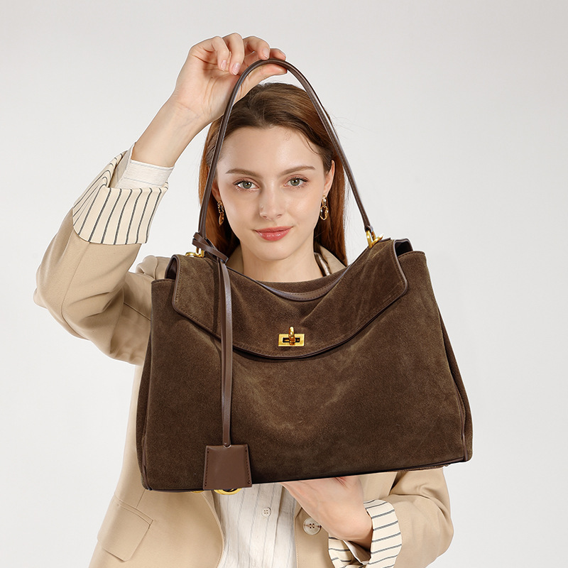 Suede Cowhide High-end Underarm Bag Cross-border Women's Bag Niche Portable New Large Capacity Women's Leather Tote Bag