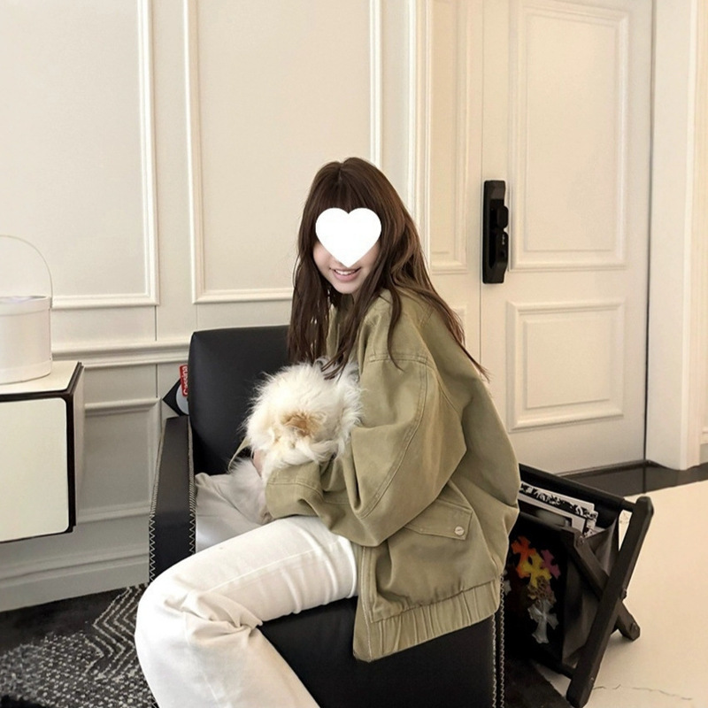 Mermaid Spring New Carhart Vintage Washed khaki Crock Coat Jacket Women