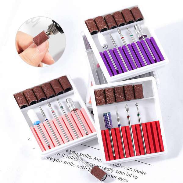 11个跨境高品质新款打磨美甲合金钨钢陶瓷美甲打磨头套装抛光工具