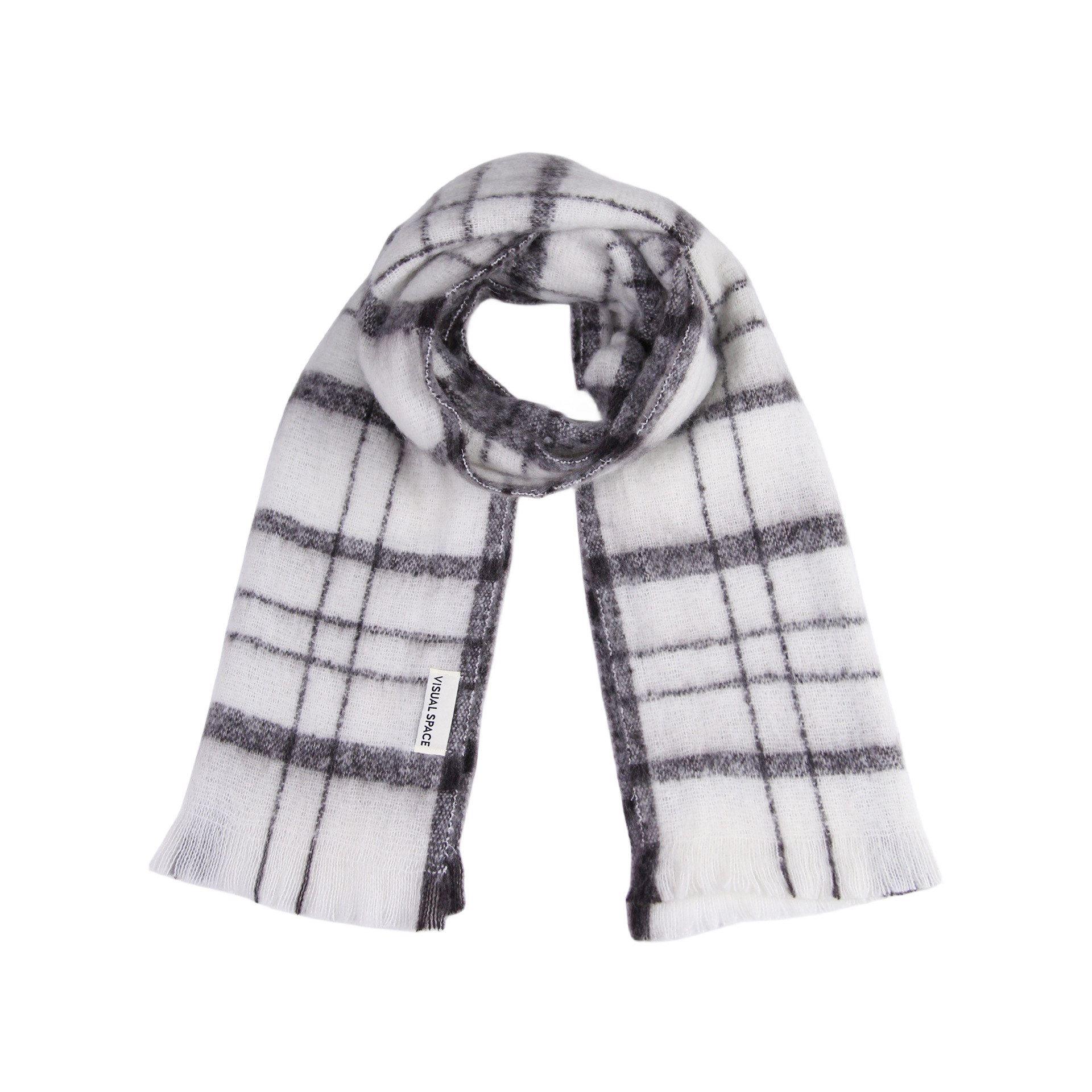 Sciarpa in mohair a quadri versatile INS coreana per donna, nuova, spessa, calda, per studenti, scaldacollo soffice per uomo_voghion.com