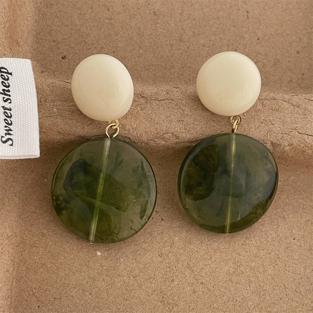 1 Pair Simple Style Round Polishing Acrylic Resin Drop Earrings display picture 5