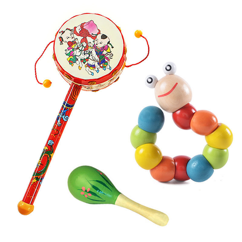 Peace drum + small maracas + wiggle bug (color random)