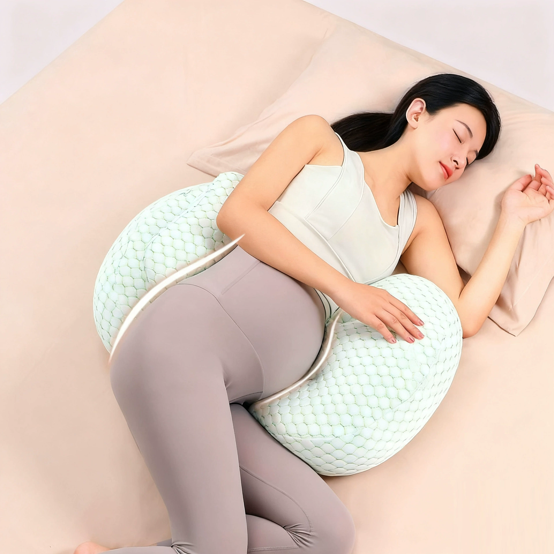 Подушка для сна на боку с защитой талии, подушка для поддержки живота, подушка для сна на боку для беременных, U-образная подушка для поясницы, антибактериальная подушка для матери и ребенка после родов