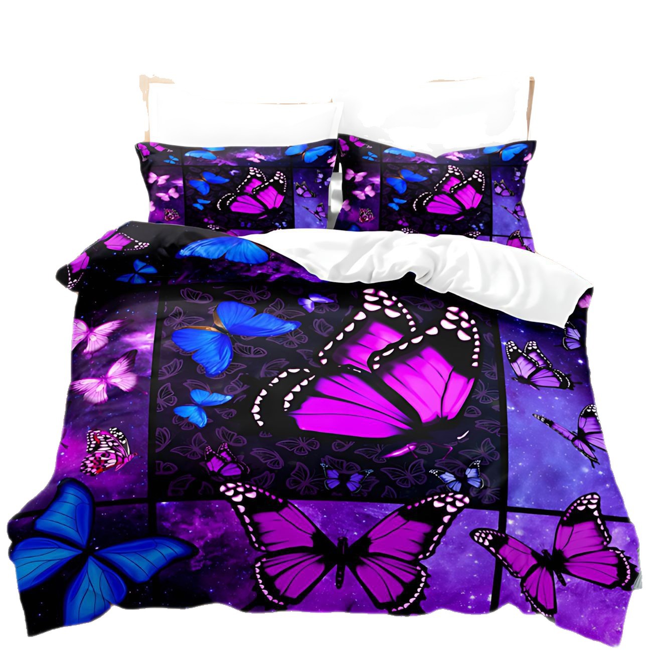 TEMU / JIT visita a casa transfronteriza mariposa flor de patrón de impresión digital de alta definición kit de edredón para dibujar