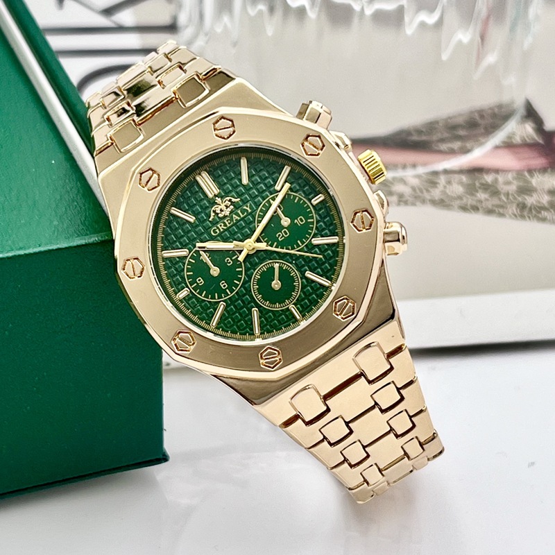 Grealy Cross-Border Foreign Trade Three-Eye Men's Watch Men's Wristwatch Live Broadcast Hot-Selling Quartz Watch Wholesale New Model Launched