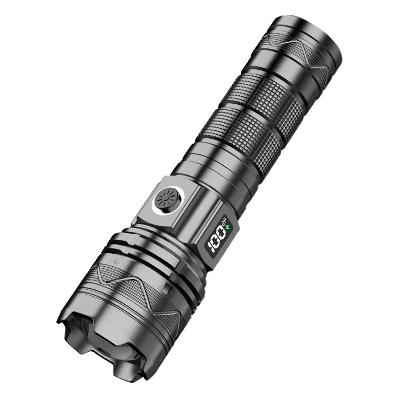 LCD pantalla digital linterna de aleación de aluminio telescópica zoom láser linterna de largo alcance brillante luz fuerte linterna portátil