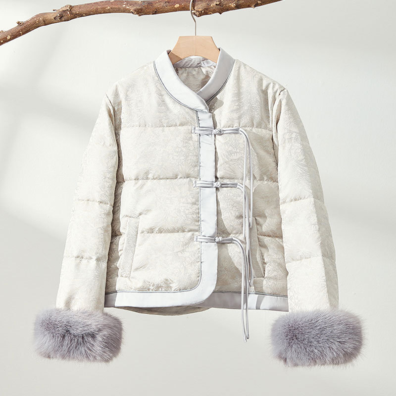 New Chinese-Style Cotton Jacket Retro National Style down Cotton Coat Winter Thickened Quilted Jacket Heavy Jacquard Button Cotton Coat for Women New Chinese-Style Cotton Jacket Retro National Style down Cotton Coat Winter Thickened Quilted Jacket Heavy Jacquard Button Cotton Coat for Women