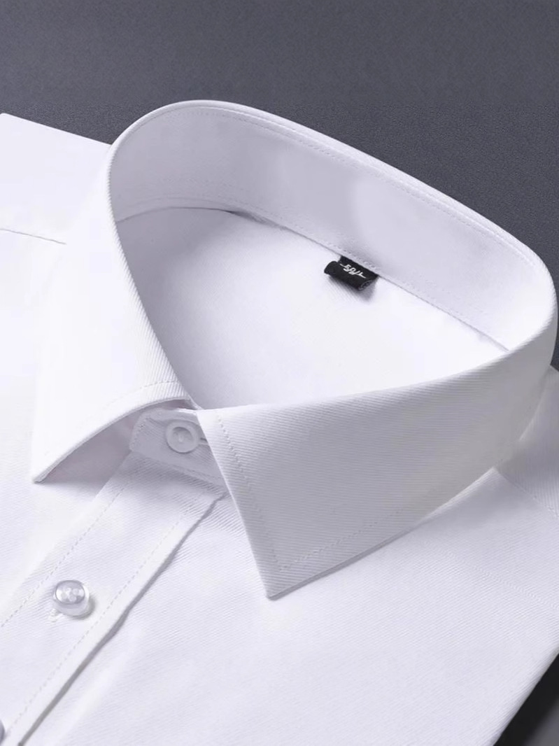 Caiyi Blue and White Twill Shirt Men's Short-sleeved Wrinkle-resistant Professional Workwear Business Casual Polyester Long-sleeved Shirt Work Wear