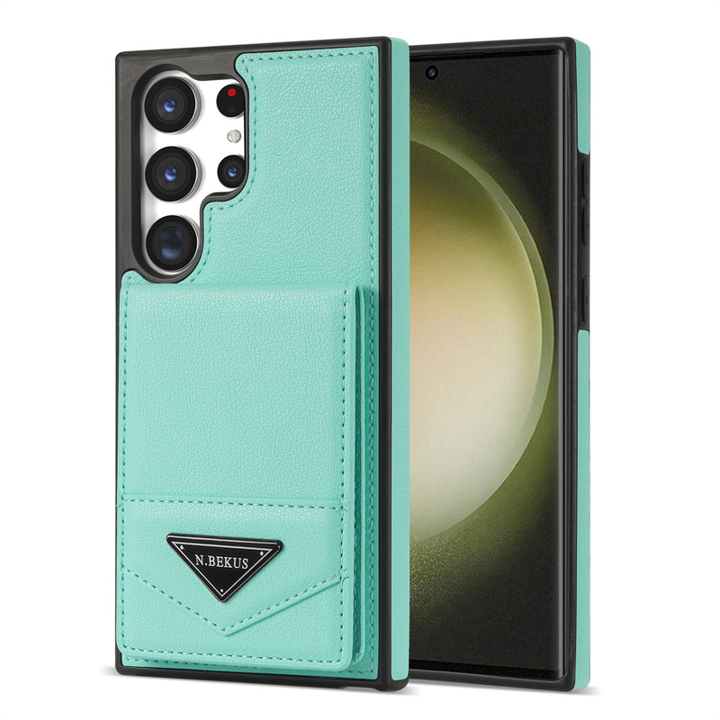 For Samsung S24Ultra S23 S22 S23FE flip card holder phone case A54 solid color mobile phone