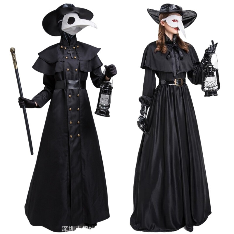 Halloween Costume Medieval Steampunk S-5XL Plus Size Plague Doctor Bird's Bucket Crow Long Bucket Noodles