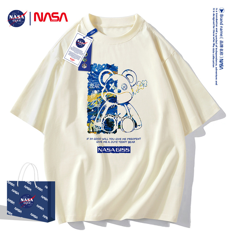 NASAGISS pesado nombre conjunto de los hombres de manga corta Camiseta de la pareja de las mujeres de la marca de moda de verano suelta media manga adolescentes