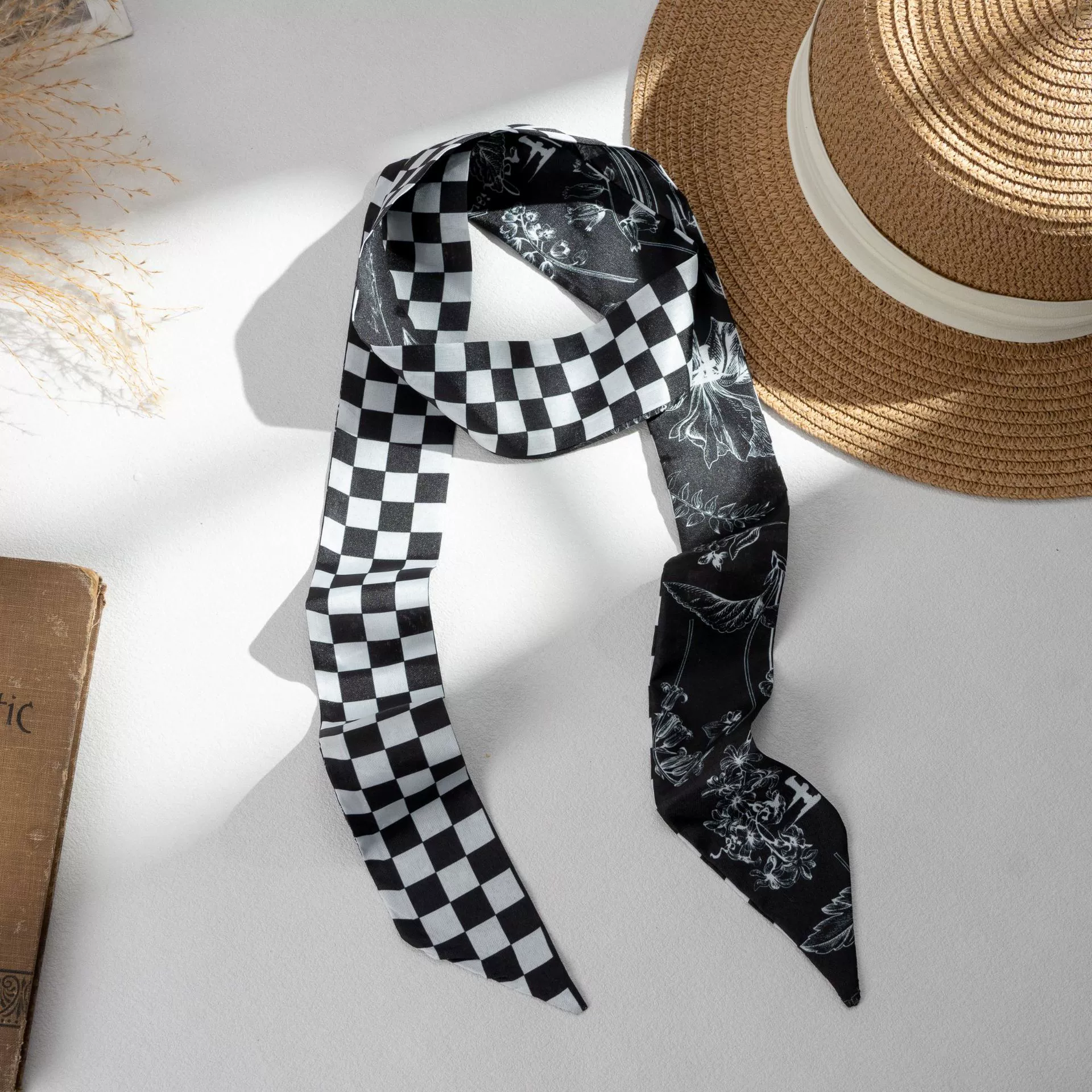 Silk Scarf Hairband (Suhang) long streamer 89×3.8 cm, lightweight gift box option