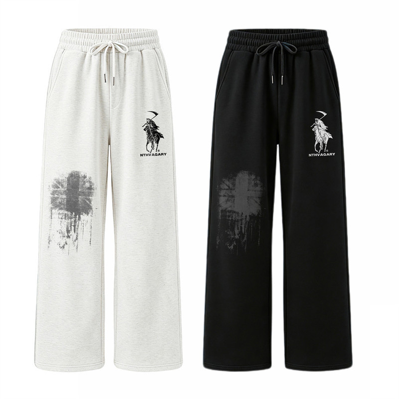 Personalized style, European and American dark aesthetic, sporty sweatpants, scythe design, straight-leg cut, street fashion, loose and casual pants, men's long pants Personalized style, European and American dark aesthetic, sporty sweatpants, scythe design, straight-leg cut, street fashion, loose and casual pants, men's long pants