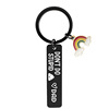 Rainbow metal keychain stainless steel engraved, Birthday gift