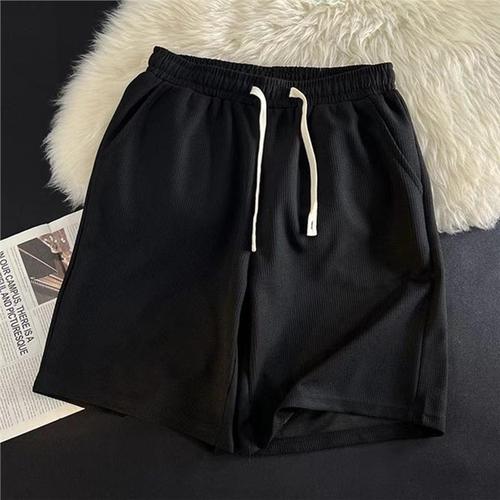 Summer Checked Solid Simple Short Shorts Men's Fashion Brand Loose Outerwear Beach Pants Casual Sports Five-Eighth Inseam Pants