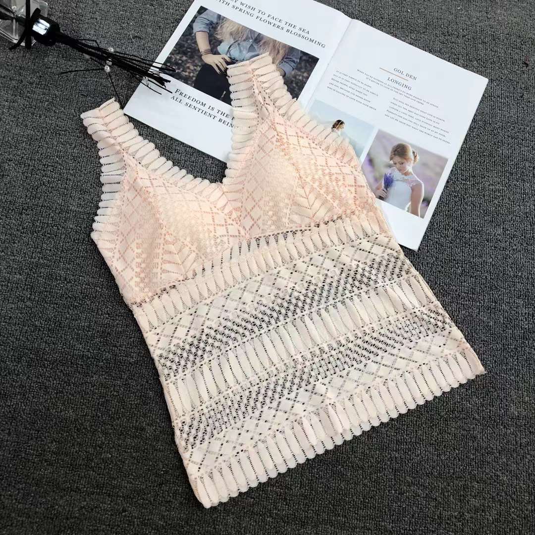 Nuevo encaje de alta calidad belleza volver chaleco inalámbrico sexy sujetador ropa interior deportiva mujeres al por mayor image 4