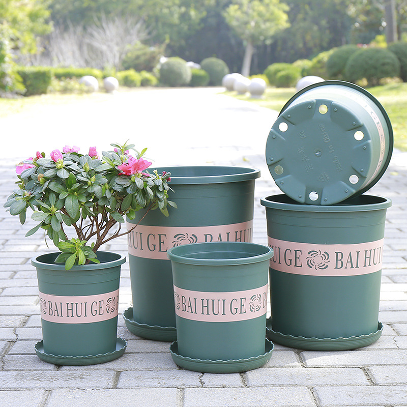 Gallon Pot Ideas Planta verde Control de la raíz Pot Balcón Plantar flores Green Rose Pot Rose Plastic Pot al por mayor
