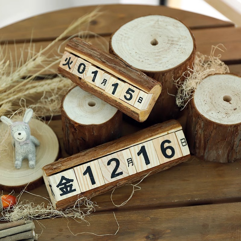 Creativo calendario de madera manual sala de estar dormitorio calendario de escritorio decoración de decoración de alto grado para regalos de estudiantes