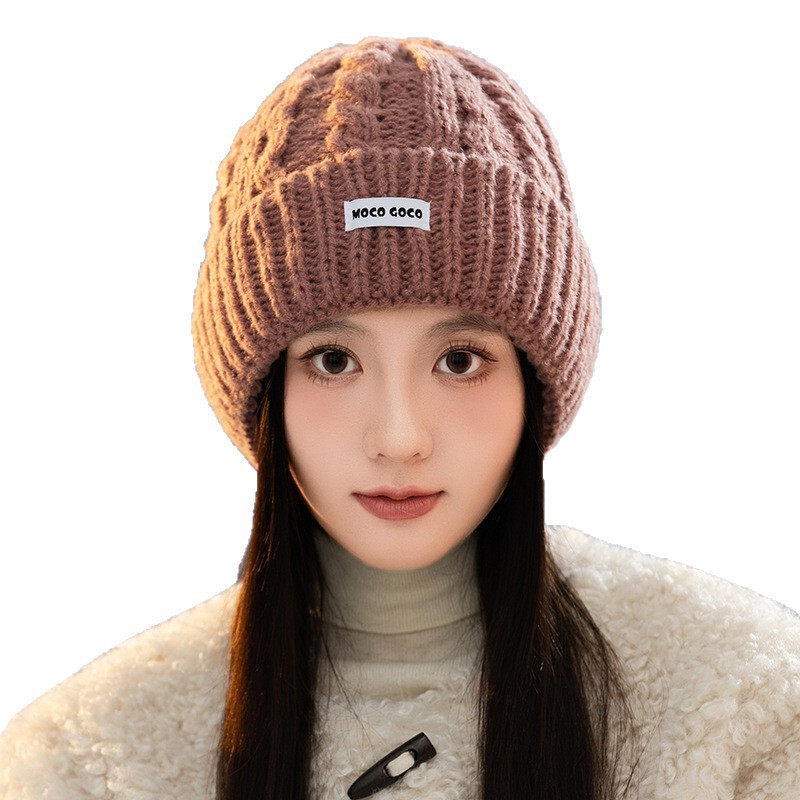 韩版百搭宽松毛线帽子女秋冬防风保暖护耳帽大头围包头帽显脸小新|undefined