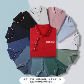 高端40支桑蚕丝POLO衫工作服定制短袖翻领t恤采购衣服装刺绣批发