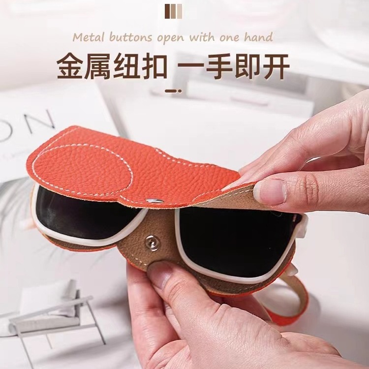 Nueva bolsa de gafas de sol pu portátil caja de gafas de sol cubierta de gafas lindas clips de gafas de mujer simple bolsa de gafas