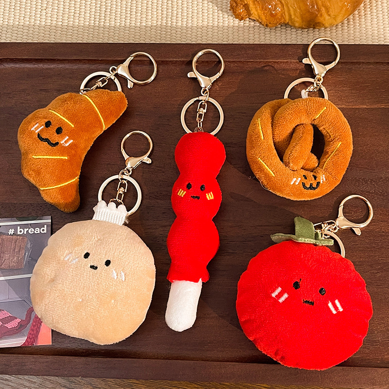 Cute Food Plush Toy Keychain Pendant for Girls, Versatile Keychain Decoration, Backpack Charm, Decorative Small Gift