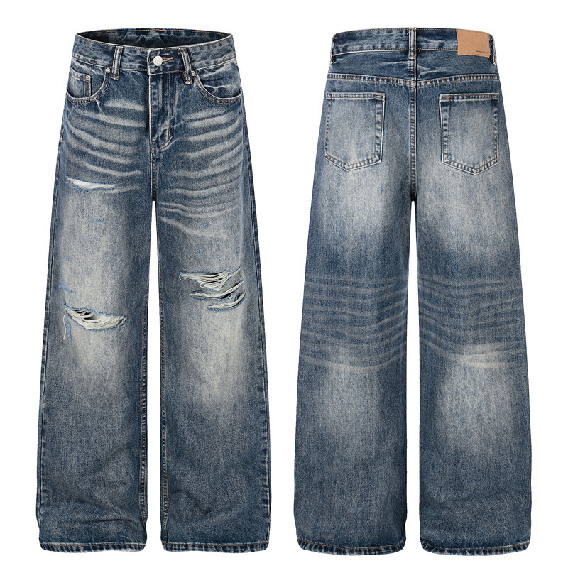 Dc+G60002 American-Style Street Ripped Washed Jeans for Men and Women, Trendy Brand, Cool High Street Pants, Couple's Fashion