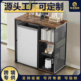 多层铁艺+木板置物架工业风格厨房微波炉架及烘焙架多功能储物架