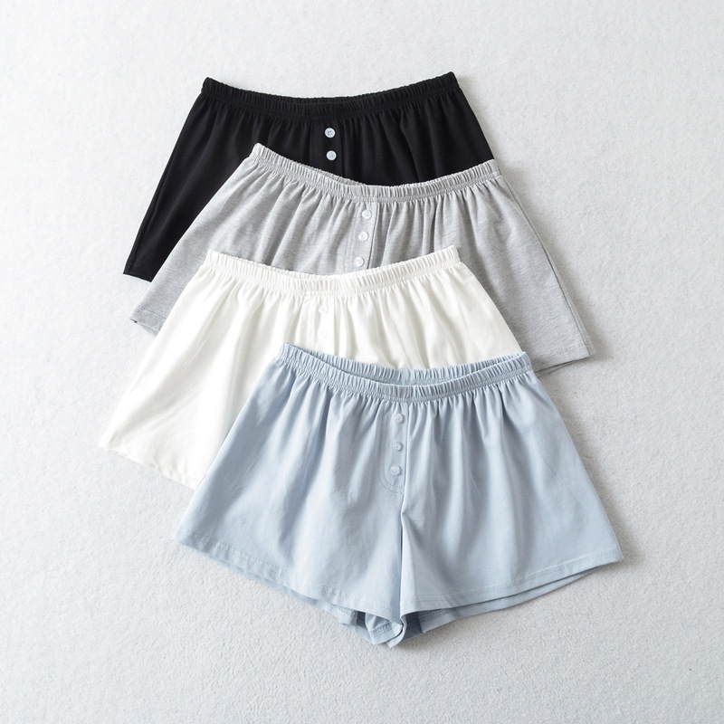 BM style three-button shorts for women 2023 Summer new European and American ins elastic waist loose wide leg home casual pants