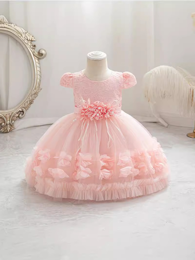 Vestidos de niña de alta calidad para cumpleaños, vestidos de noche, vestidos de princesa, vestidos de niña de las flores para el primer cumpleaños, existencias listas para envío transfronterizo, novedad de 2025