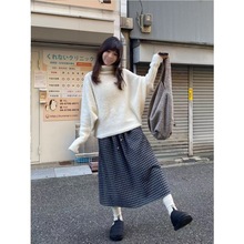 蝙蝠袖水貂绒纯色高领毛衣女秋冬慵懒风上衣高级感针织衫