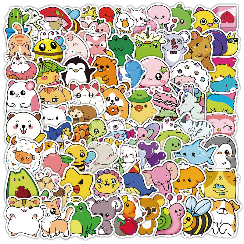 100 Pieces of Children's Animal Stickers, Creative and Personalized Colorful Dopamine Reward Stickers for Decorating Notebooks, Wholesale from the Manufacturer