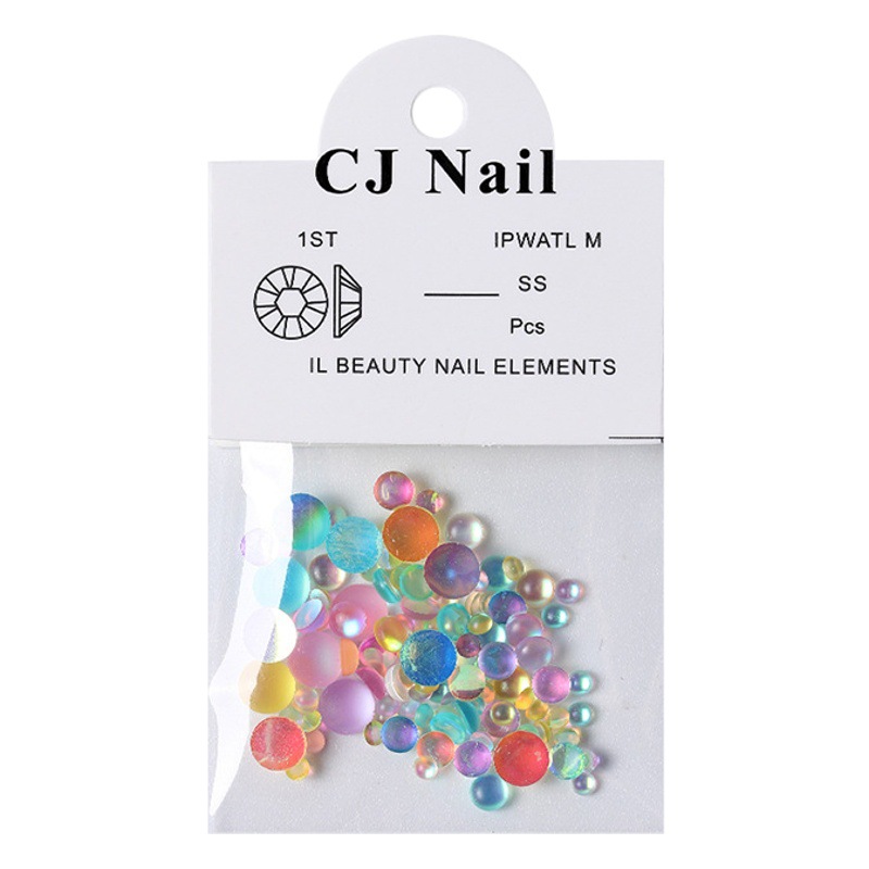 Nueva manicura helado semicírculo cuentas de pescado color mágico Aurora sueño cielo estrellado uñas joyería textura tamaño mezclado 30 unidades