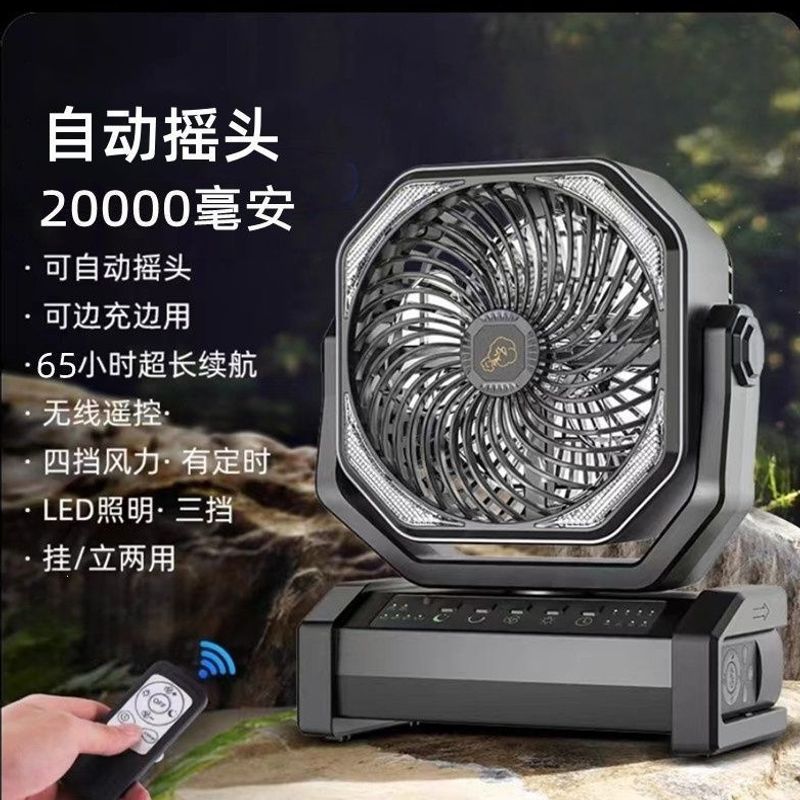 Ventilador Portátil de Escritorio y Colgante con Luz Nocturna y Oscilación para Dormitorio de Estudiantes y Vehículos