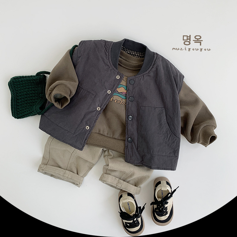 Chaleco de algodón de doble cara 2025, nuevo invierno para niños y niñas, chaleco caliente para niños pequeños y medianos, moda coreana