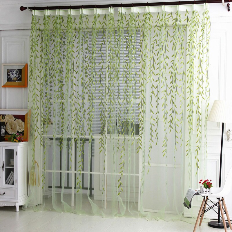 Foreign Trade Offset Printing Willow Leaf Finished Window Screen Curtains Can Be Customized in Sizes Aliexpress Amazon Manufacturers Wholesale