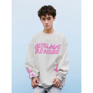 [Thick/Thin] Heavy Chinese Cotton/Silver Fox Velvet Star Letter Printing Round Neck Sweats for Men and Women