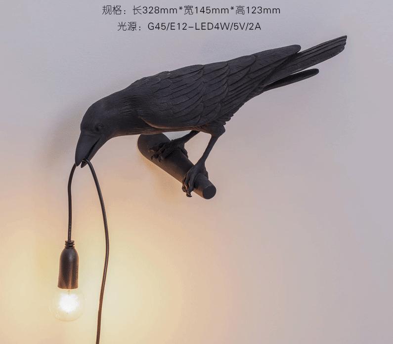 Lámpara de pared de resina de pájaros transfronterizos nórdico minimalista creativo dormitorio animal decoración decoración de lámpara de noche