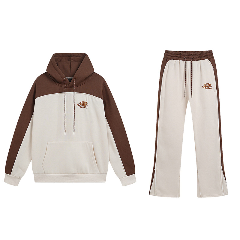 SynaWord American Stitch Sweater Pantalones Syna mujer y mujer marca de moda bordada color combinado pareja set casual