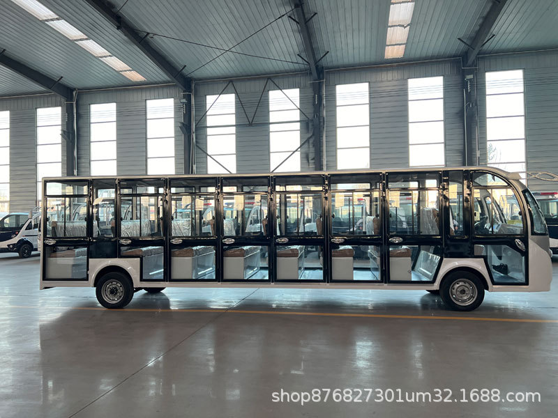Electric Sightseeing Vehicle with Four Wheels and 23 Seats, Fully Enclosed for Tours in Scenic Areas, Campuses, Factories, Communities, Airports, Hotels, and Homestays