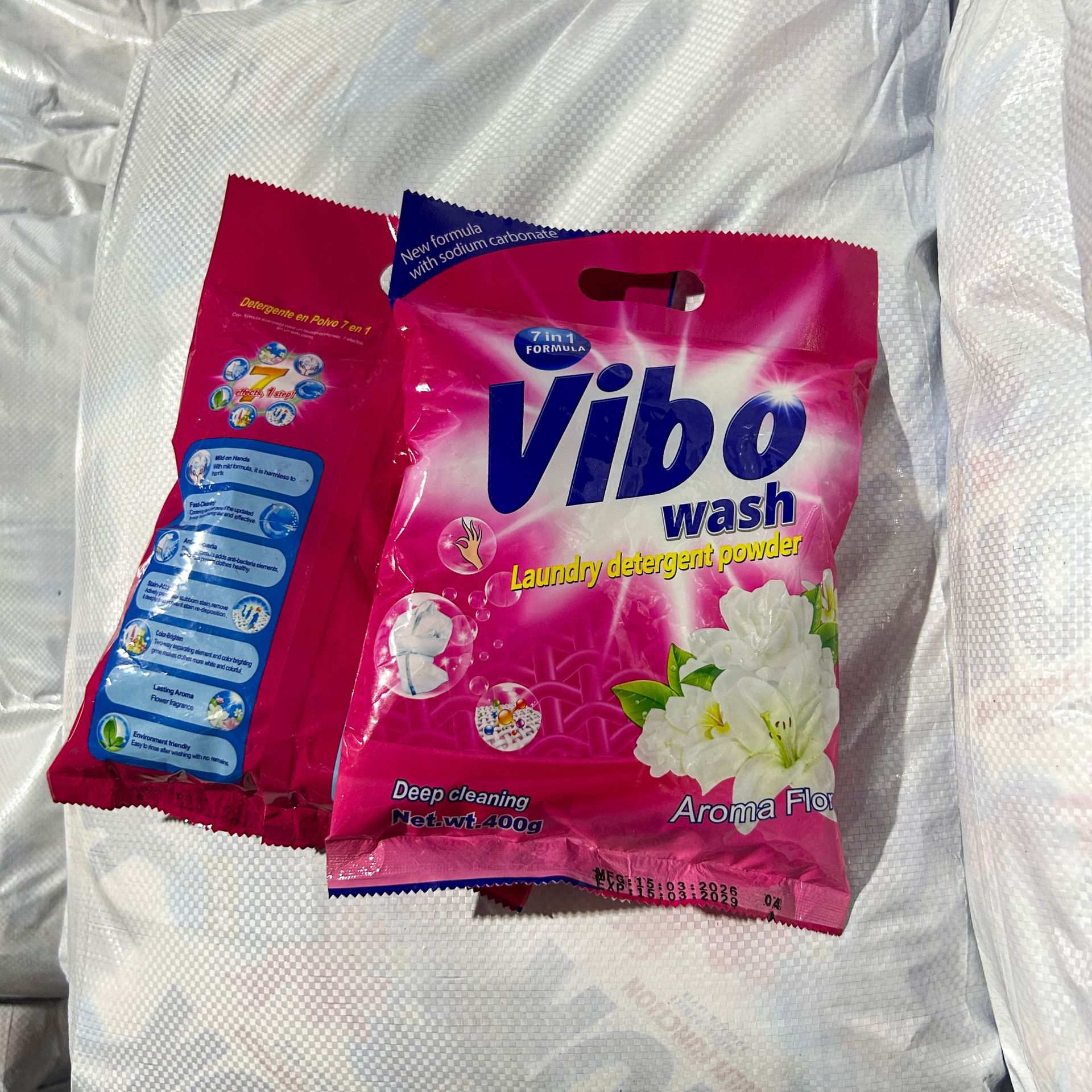 Detergente en Polvo Quitamanchas 400g Limpieza Profunda, Desengrasante, Sin Fósforo para Toda la Ropa image 3
