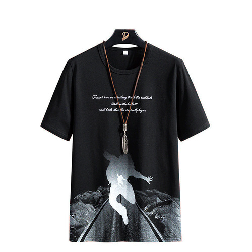 Summer Brand Short Sleeve T-Shirt for Men Korean Style Trendy Youth Student Versatile Loose Round Neck Printed Half Sleeve T-Shirt