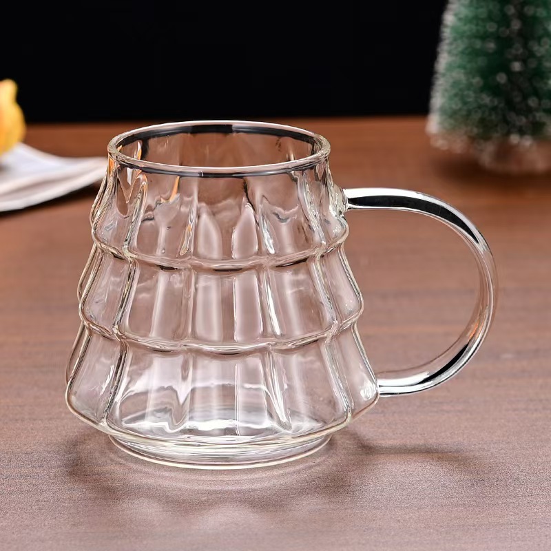 Taza con asa, taza para café helado americano, taza transparente de vidrio de borosilicato para leche, taza para agua
