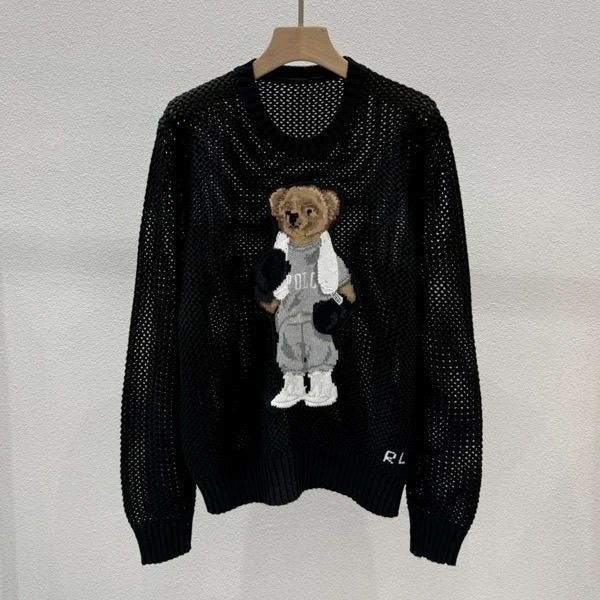 2025 Early Autumn New Pure Cotton Bear Cut Out Round Neck Pullover Knitwear Women's Fashionable Versatile Knitwear