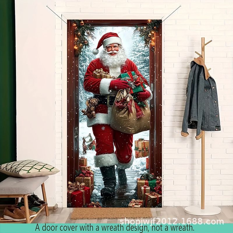 TEM Amazon transfronterizo nueva decoración de la cubierta de la puerta de Navidad rojo Santa Claus regalo cubierta de la puerta ambiente festivo fiesta