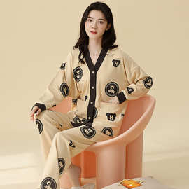 睡衣女春秋款2023年新款纯棉长袖女士套头卡通可外穿家居服两件套