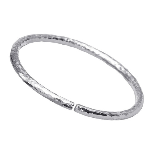 999 foot silver handmade silver hammer pattern bracelet, exquisite and simple super flash Yunnan snowflake silver bracelet solid pure circle